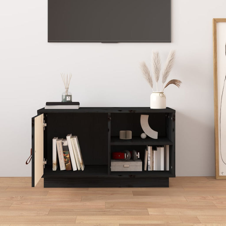Tv-meubel 70x34x40 cm massief grenenhout zwart MeubelReus