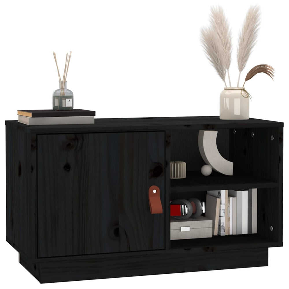 Tv-meubel 70x34x40 cm massief grenenhout zwart MeubelReus