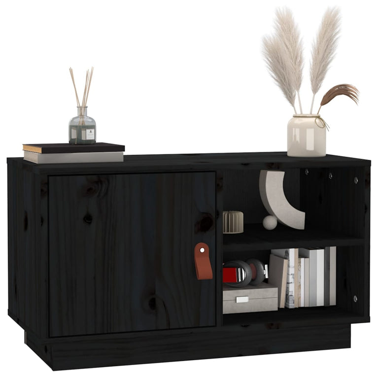 Tv-meubel 70x34x40 cm massief grenenhout zwart MeubelReus