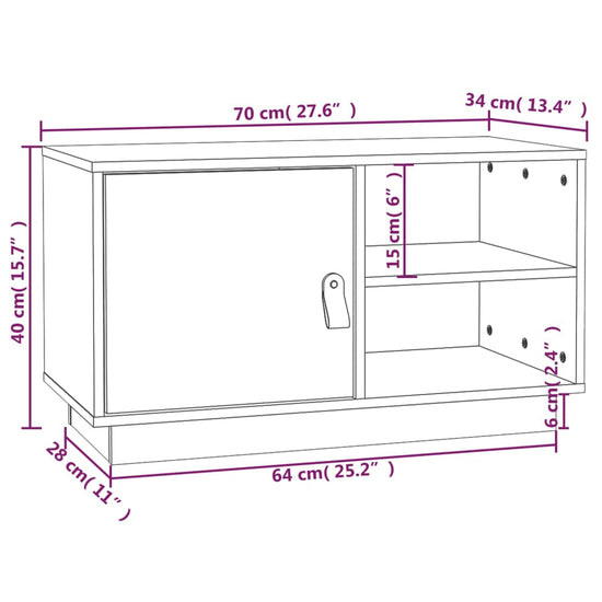 Tv-meubel 70x34x40 cm massief grenenhout zwart MeubelReus