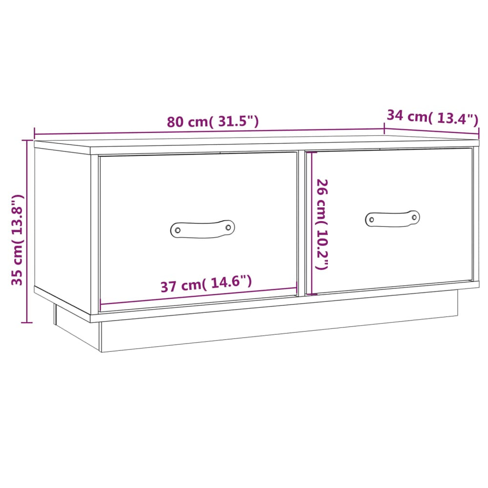 Tv-meubel 80x34x35 cm massief grenenhout wit MeubelReus