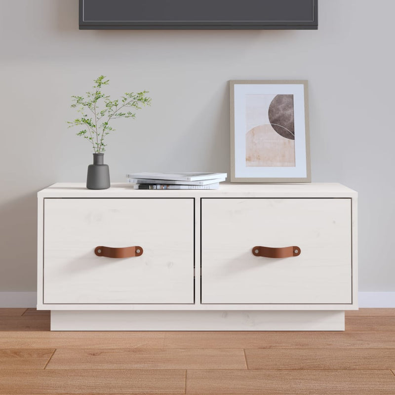 Tv-meubel 80x34x35 cm massief grenenhout wit MeubelReus