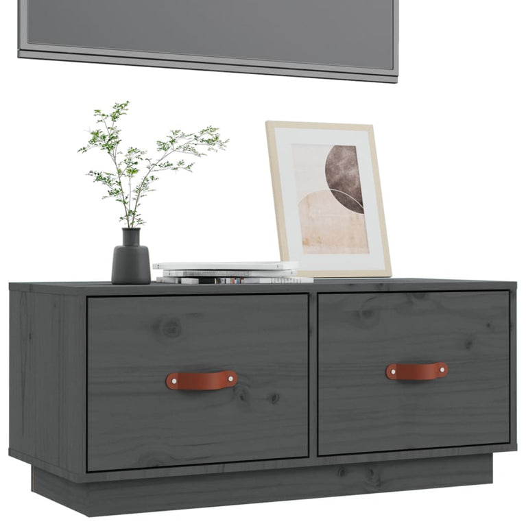 Tv-meubel 80x34x35 cm massief grenenhout grijs MeubelReus