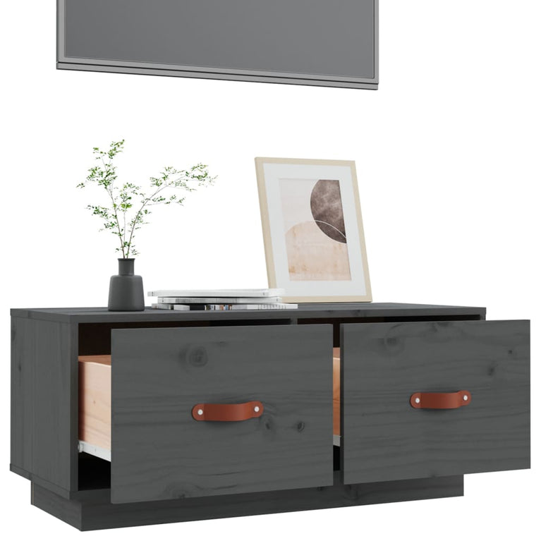 Tv-meubel 80x34x35 cm massief grenenhout grijs MeubelReus