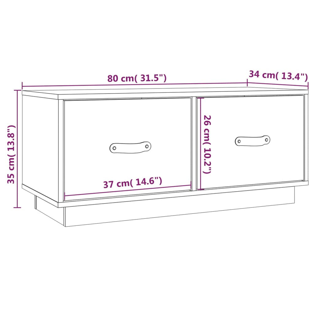 Tv-meubel 80x34x35 cm massief grenenhout grijs MeubelReus