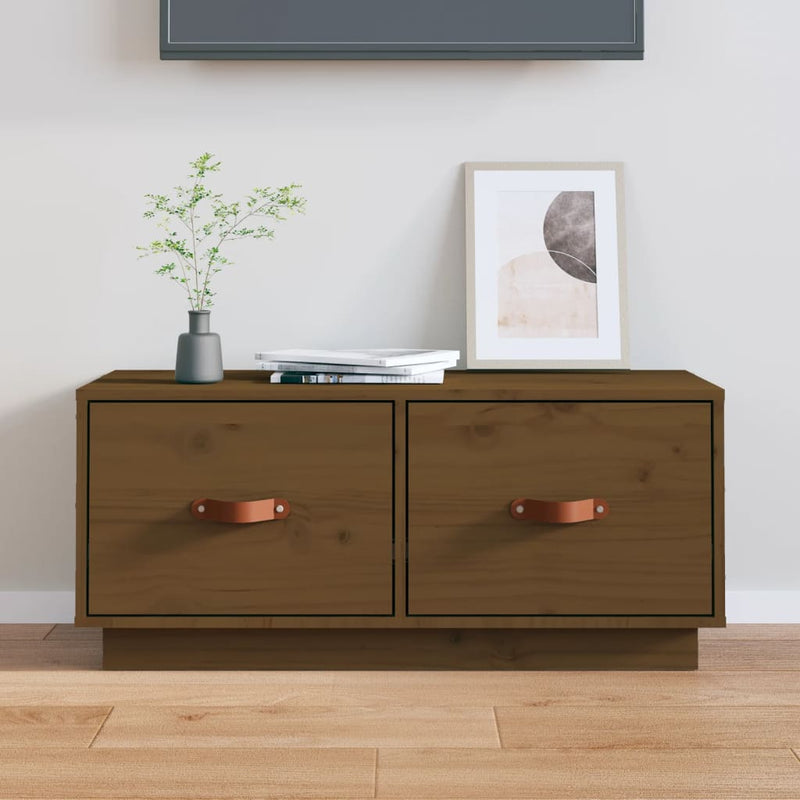 Tv-meubel 80x34x35 cm massief grenenhout honingbruin MeubelReus