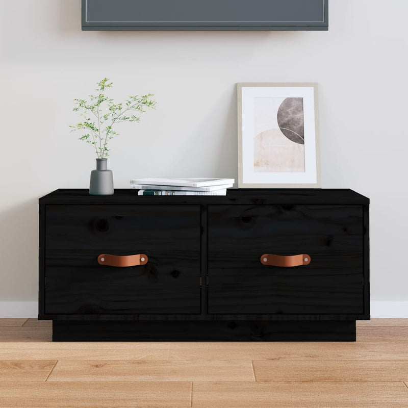 Tv-meubel 80x34x35 cm massief grenenhout zwart MeubelReus