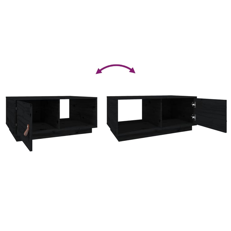 Salontafel 80x50x35,5 cm massief grenenhout zwart MeubelReus