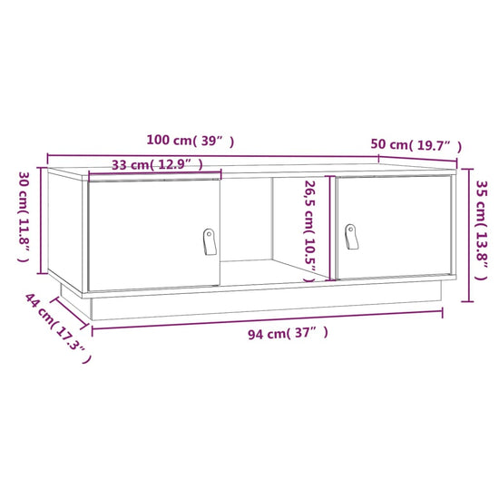 vidaXL Salontafel 100x50x35 cm massief grenenhout MeubelReus