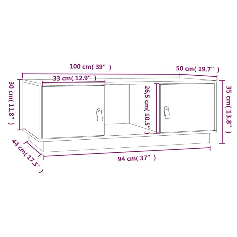 vidaXL Salontafel 100x50x35 cm massief grenenhout MeubelReus