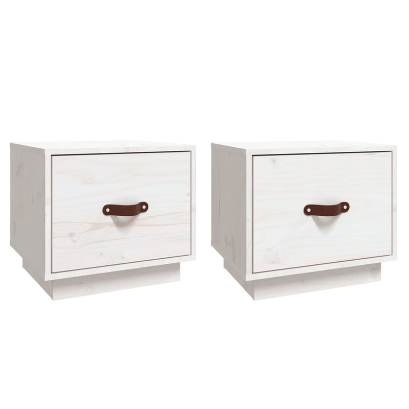 Nachtkastjes 2 st 40x34x35 cm massief grenenhout wit MeubelReus