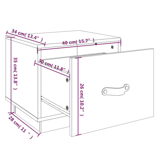 Nachtkastje 40x34x35 cm massief grenenhout grijs MeubelReus