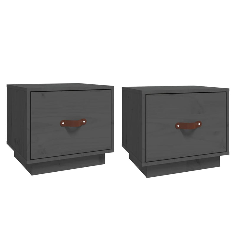 Nachtkastjes 2 st 40x34x35 cm massief grenenhout grijs MeubelReus