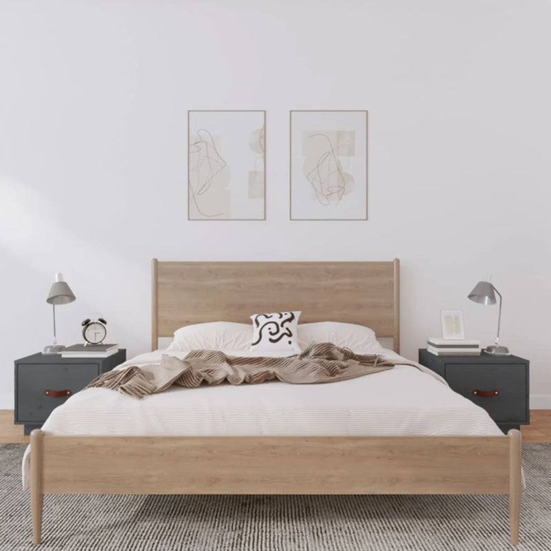 Nachtkastjes 2 st 40x34x35 cm massief grenenhout grijs MeubelReus