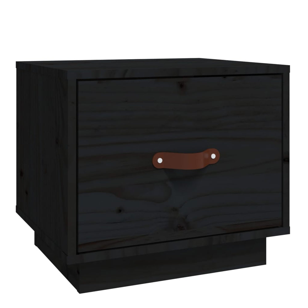 Nachtkastje 40x34x35 cm massief grenenhout zwart MeubelReus
