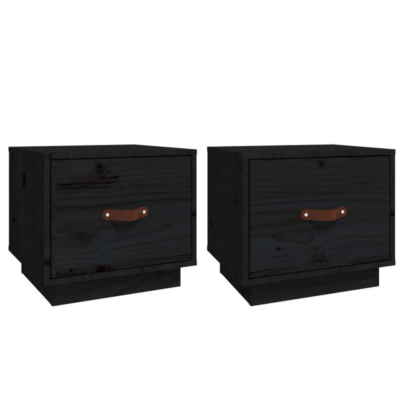 Nachtkastjes 2 st 40x34x35 cm massief grenenhout zwart MeubelReus