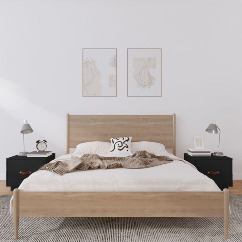 Nachtkastjes 2 st 40x34x35 cm massief grenenhout zwart MeubelReus