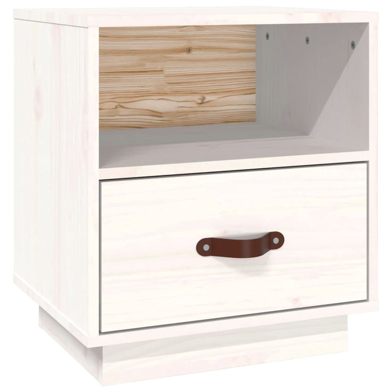 Nachtkastje 40x34x45 cm massief grenenhout wit MeubelReus