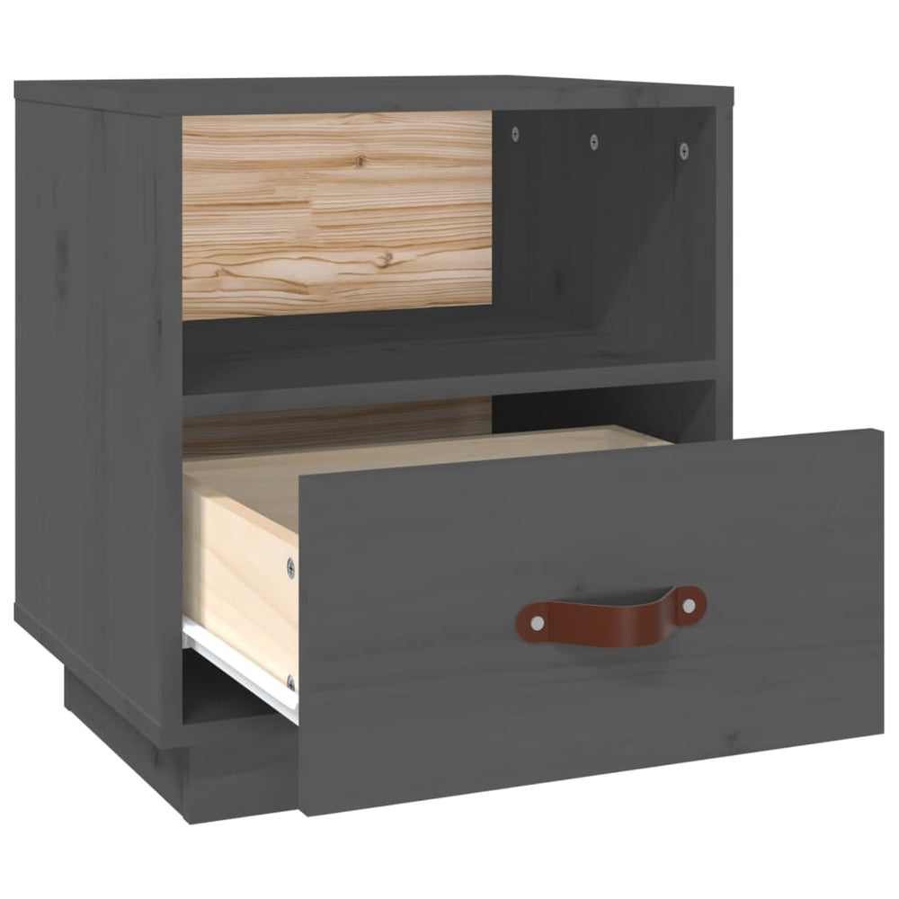 Nachtkastje 40x34x45 cm massief grenenhout grijs MeubelReus