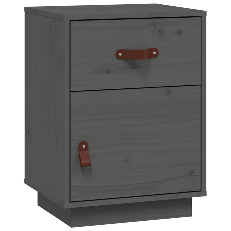 Nachtkastje 40x34x55 cm massief grenenhout grijs MeubelReus