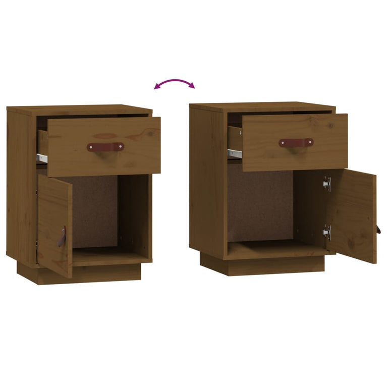 Nachtkastje 40x34x55 cm massief grenenhout honingbruin MeubelReus