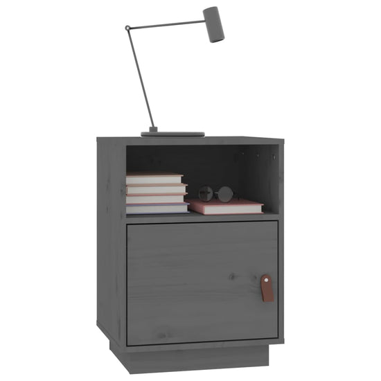 Nachtkastje 40x34x55 cm massief grenenhout grijs MeubelReus