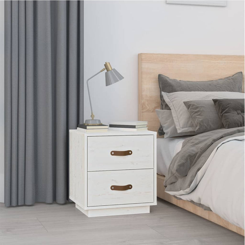 vidaXL  Nachtkastje 40x34x45 cm massief grenenhout wit MeubelReus