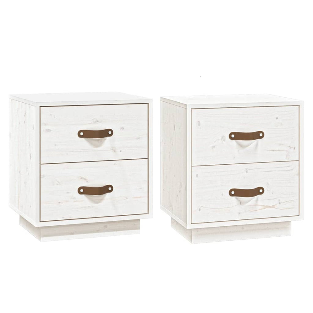 vidaXL  Nachtkastjes 2 st 40x34x45 cm massief grenenhout wit MeubelReus