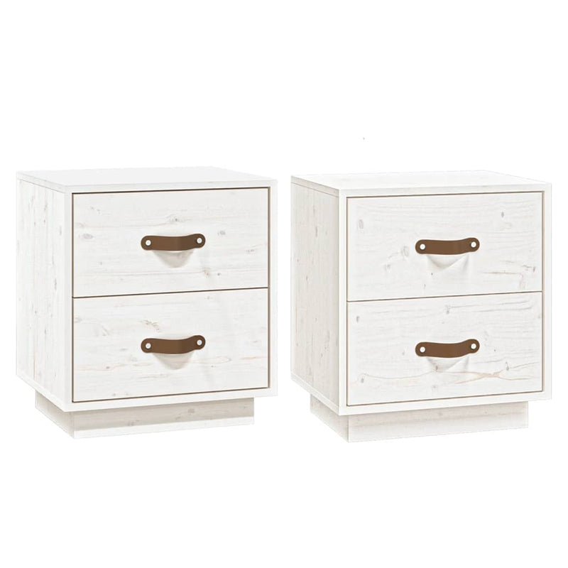 vidaXL  Nachtkastjes 2 st 40x34x45 cm massief grenenhout wit MeubelReus