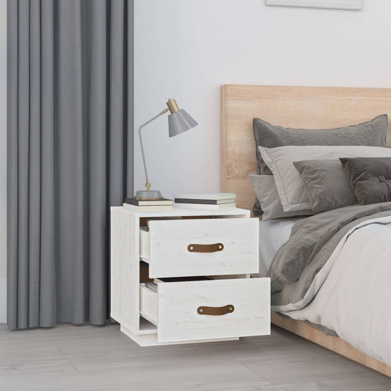 vidaXL  Nachtkastjes 2 st 40x34x45 cm massief grenenhout wit MeubelReus