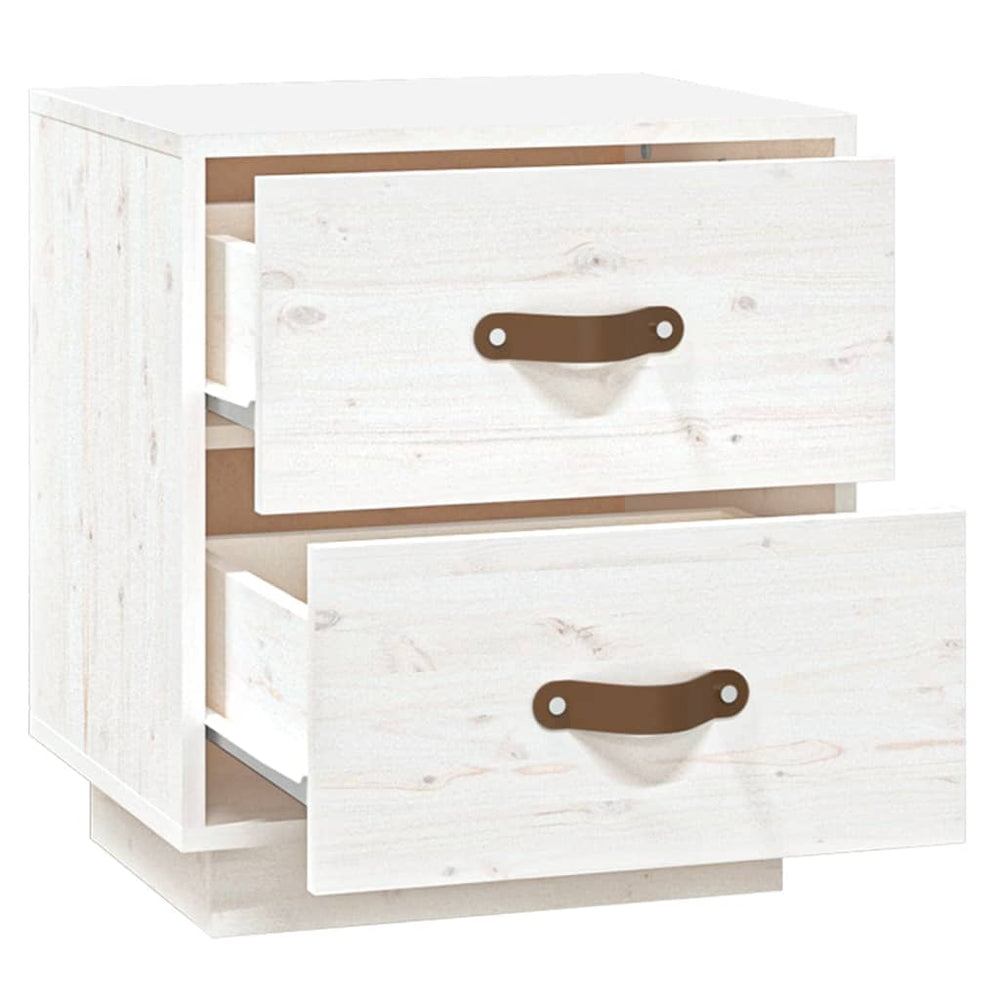 vidaXL  Nachtkastjes 2 st 40x34x45 cm massief grenenhout wit MeubelReus