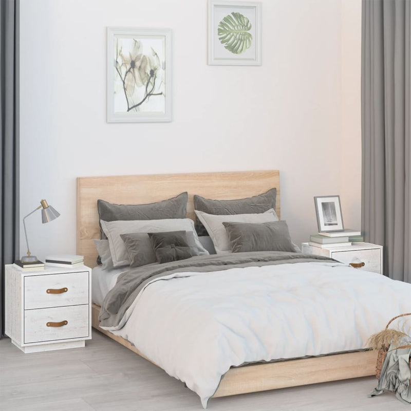 vidaXL  Nachtkastjes 2 st 40x34x45 cm massief grenenhout wit MeubelReus