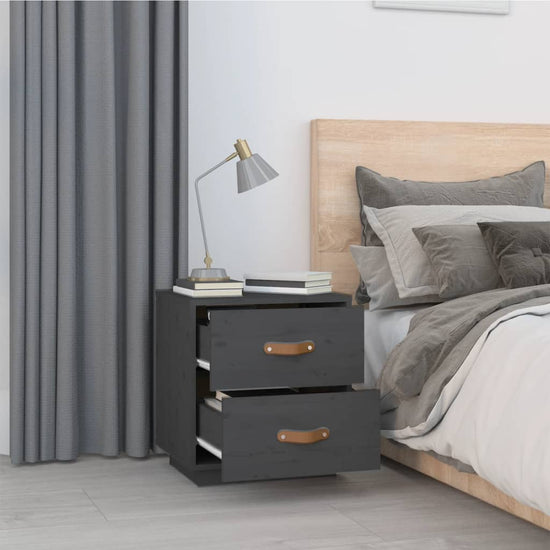 vidaXL  Nachtkastje 40x34x45 cm massief grenenhout grijs MeubelReus