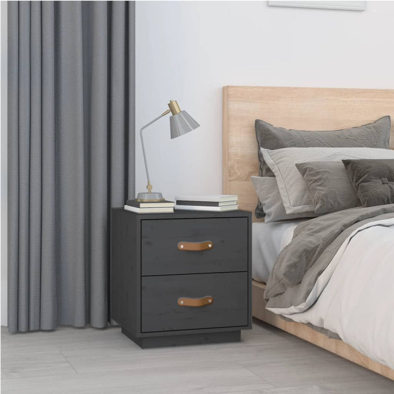 vidaXL  Nachtkastje 40x34x45 cm massief grenenhout grijs MeubelReus
