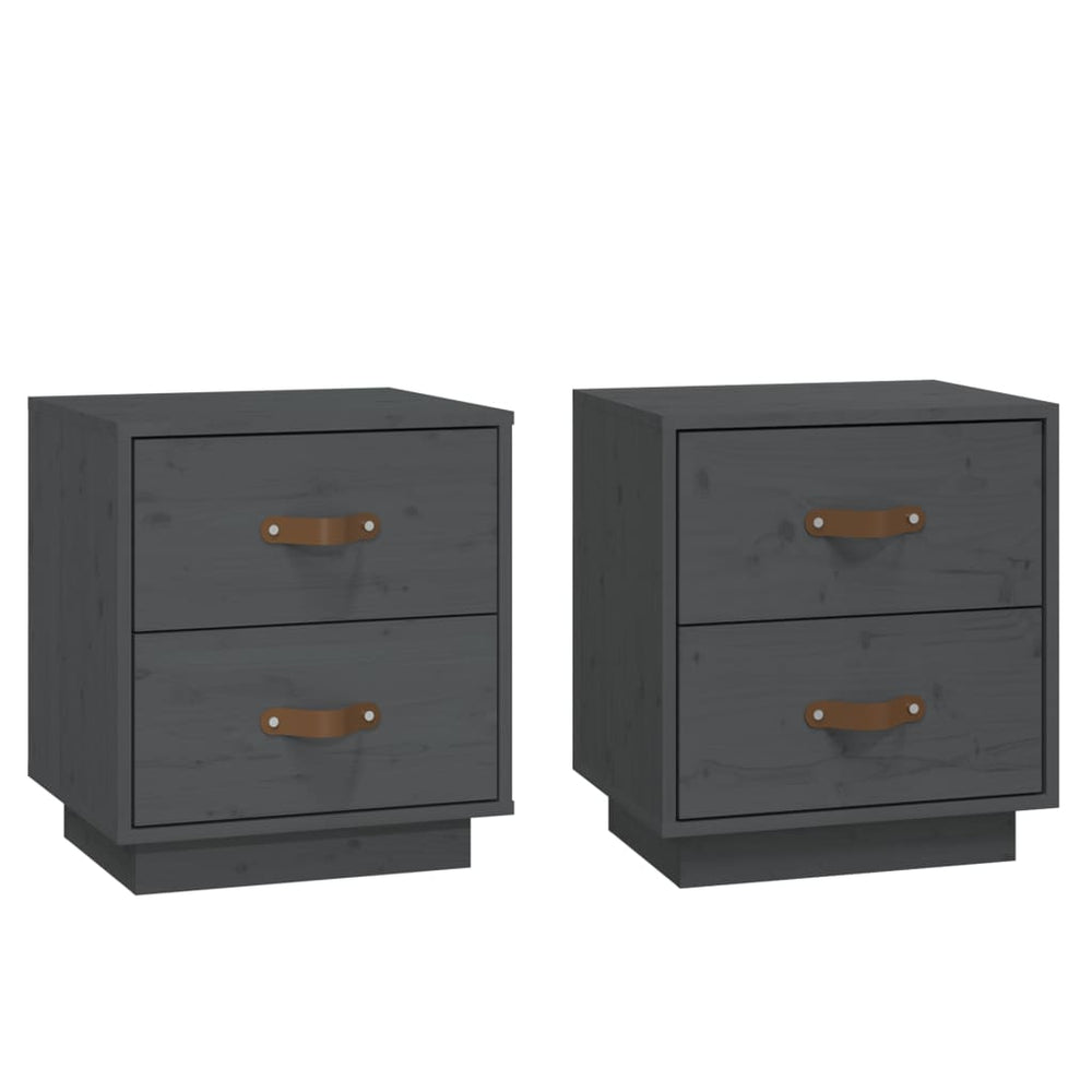vidaXL  Nachtkastjes 2 st 40x34x45 cm massief grenenhout grijs MeubelReus