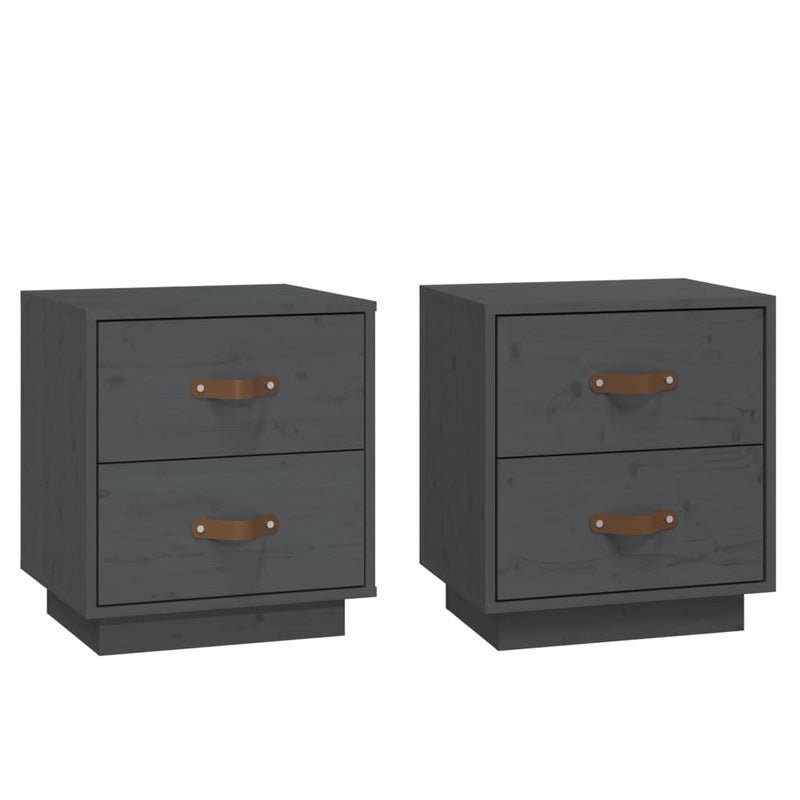 vidaXL  Nachtkastjes 2 st 40x34x45 cm massief grenenhout grijs MeubelReus