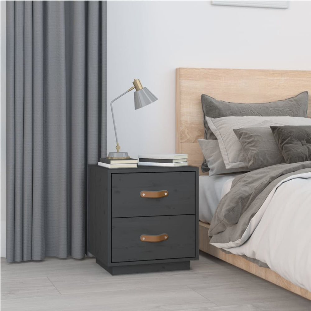 vidaXL  Nachtkastjes 2 st 40x34x45 cm massief grenenhout grijs MeubelReus