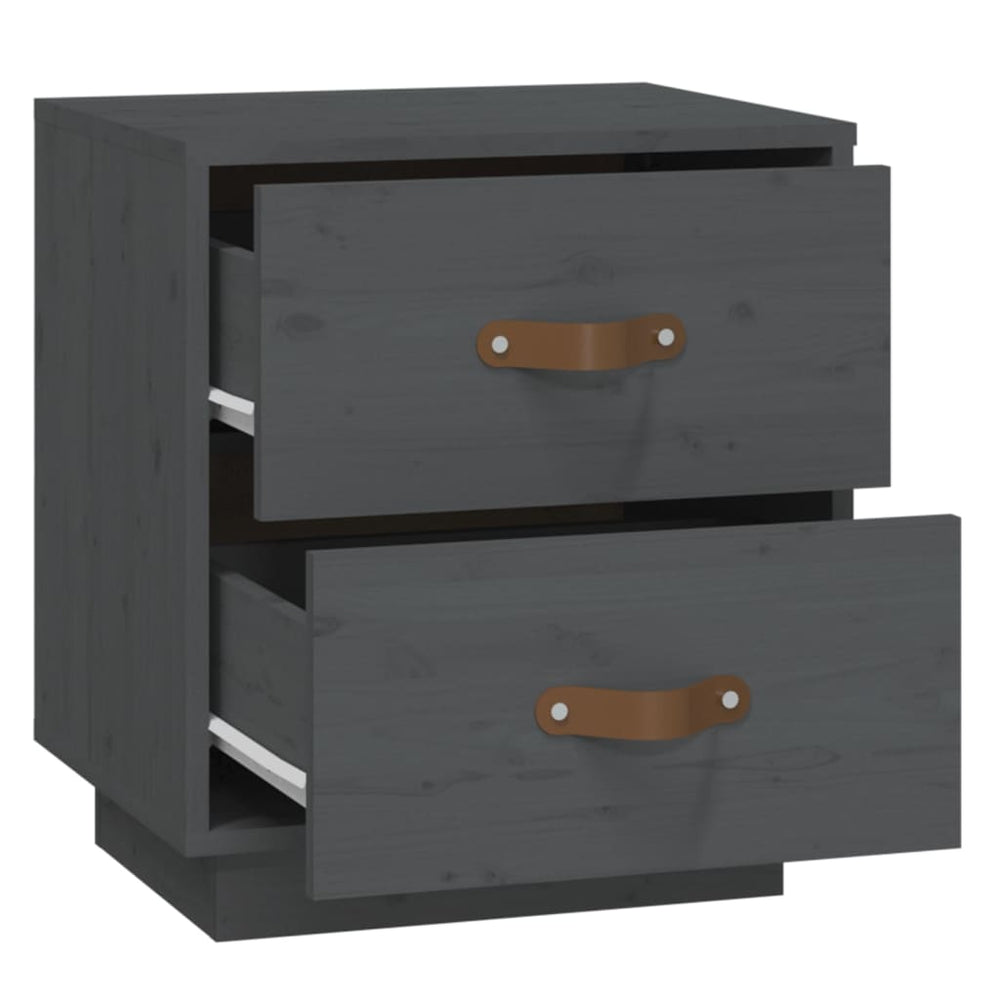 vidaXL  Nachtkastjes 2 st 40x34x45 cm massief grenenhout grijs MeubelReus