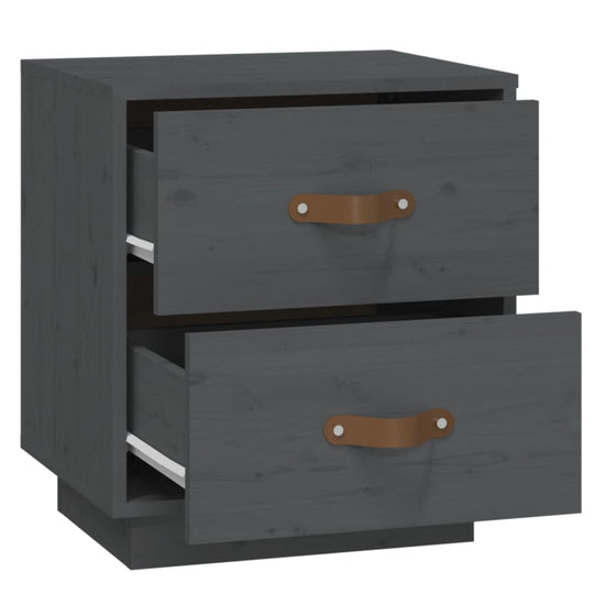 vidaXL  Nachtkastjes 2 st 40x34x45 cm massief grenenhout grijs MeubelReus