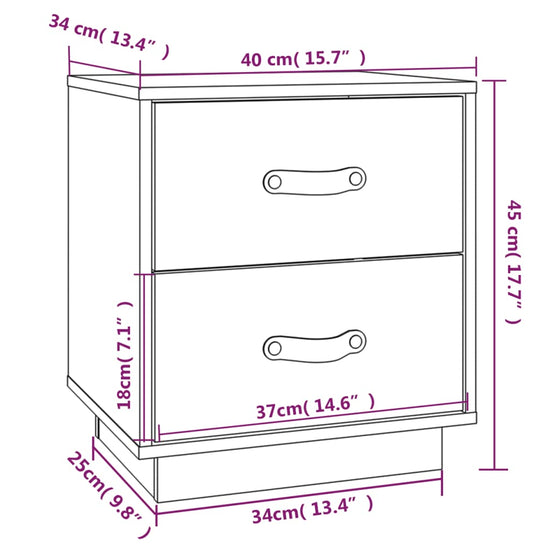 vidaXL  Nachtkastjes 2 st 40x34x45 cm massief grenenhout grijs MeubelReus