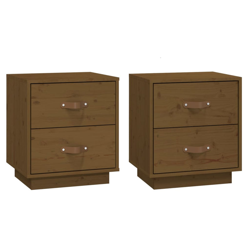 vidaXL  Nachtkastjes 2 st 40x34x45 cm massief grenenhout honingbruin MeubelReus