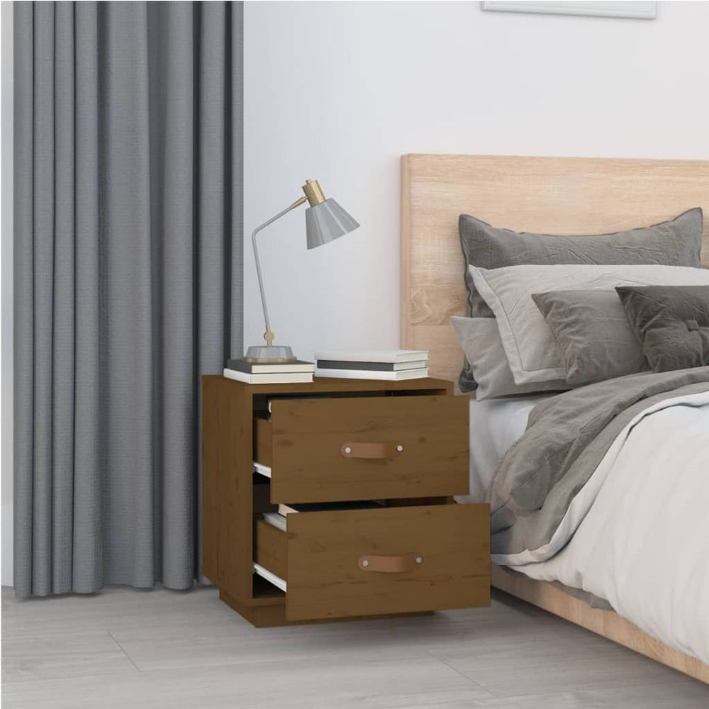 vidaXL  Nachtkastjes 2 st 40x34x45 cm massief grenenhout honingbruin MeubelReus
