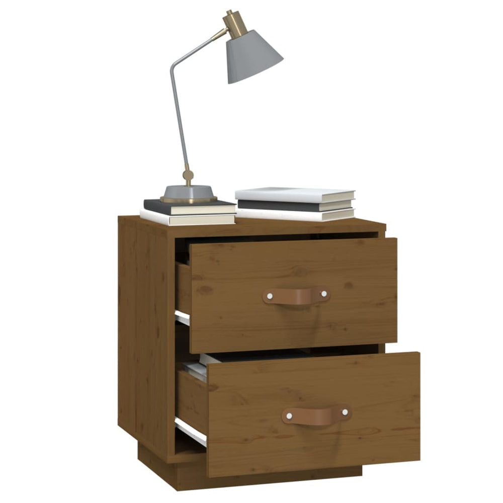 vidaXL  Nachtkastjes 2 st 40x34x45 cm massief grenenhout honingbruin MeubelReus