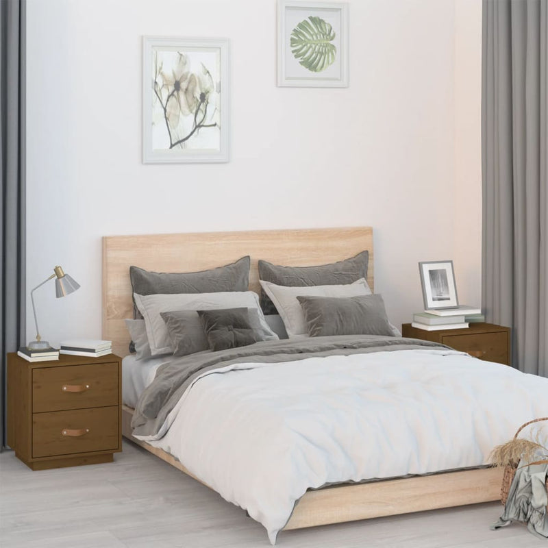 vidaXL  Nachtkastjes 2 st 40x34x45 cm massief grenenhout honingbruin MeubelReus