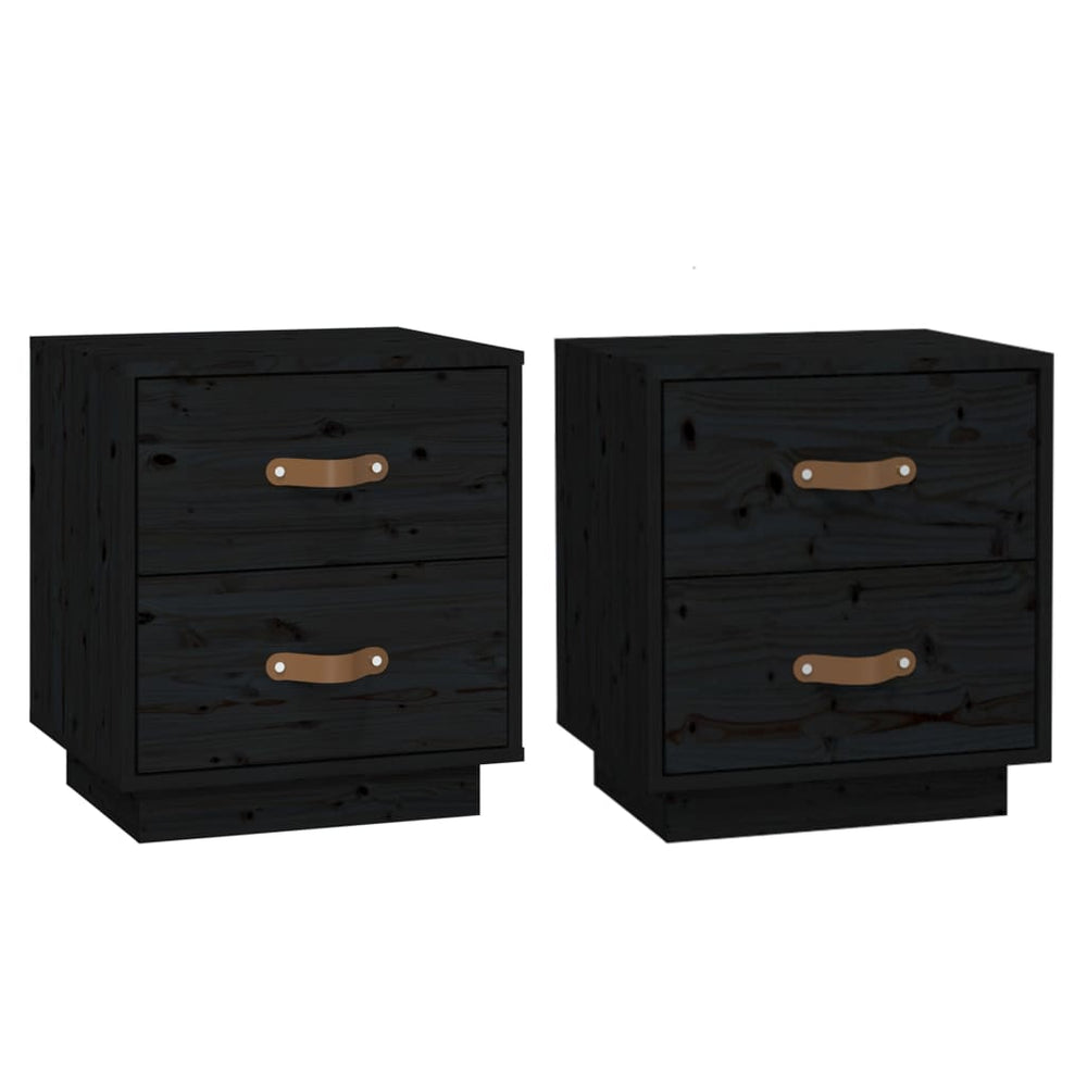 vidaXL  Nachtkastjes 2 st 40x34x45 cm massief grenenhout zwart MeubelReus