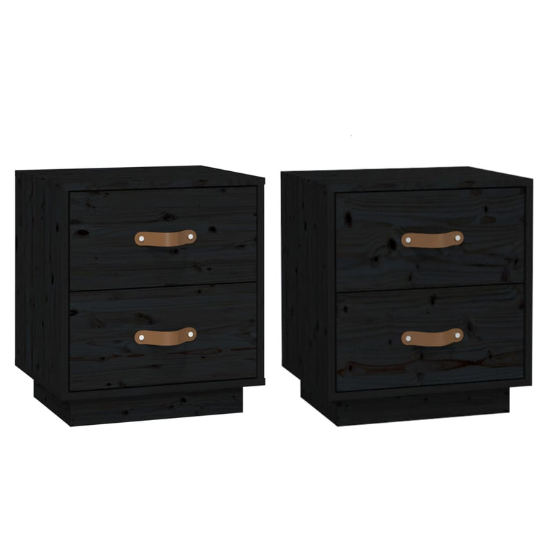 vidaXL  Nachtkastjes 2 st 40x34x45 cm massief grenenhout zwart MeubelReus
