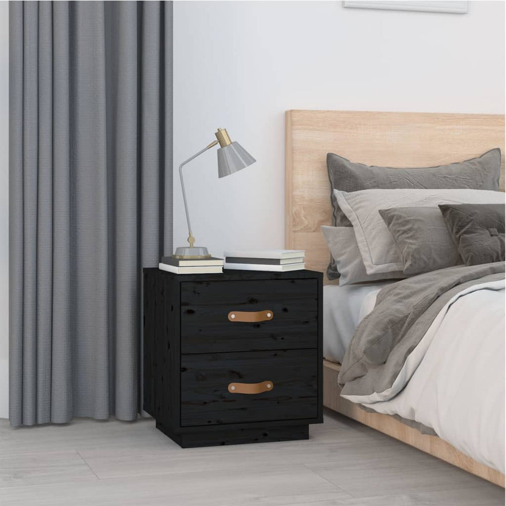 vidaXL  Nachtkastjes 2 st 40x34x45 cm massief grenenhout zwart MeubelReus