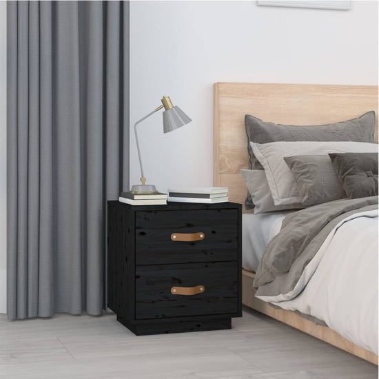 vidaXL  Nachtkastjes 2 st 40x34x45 cm massief grenenhout zwart MeubelReus