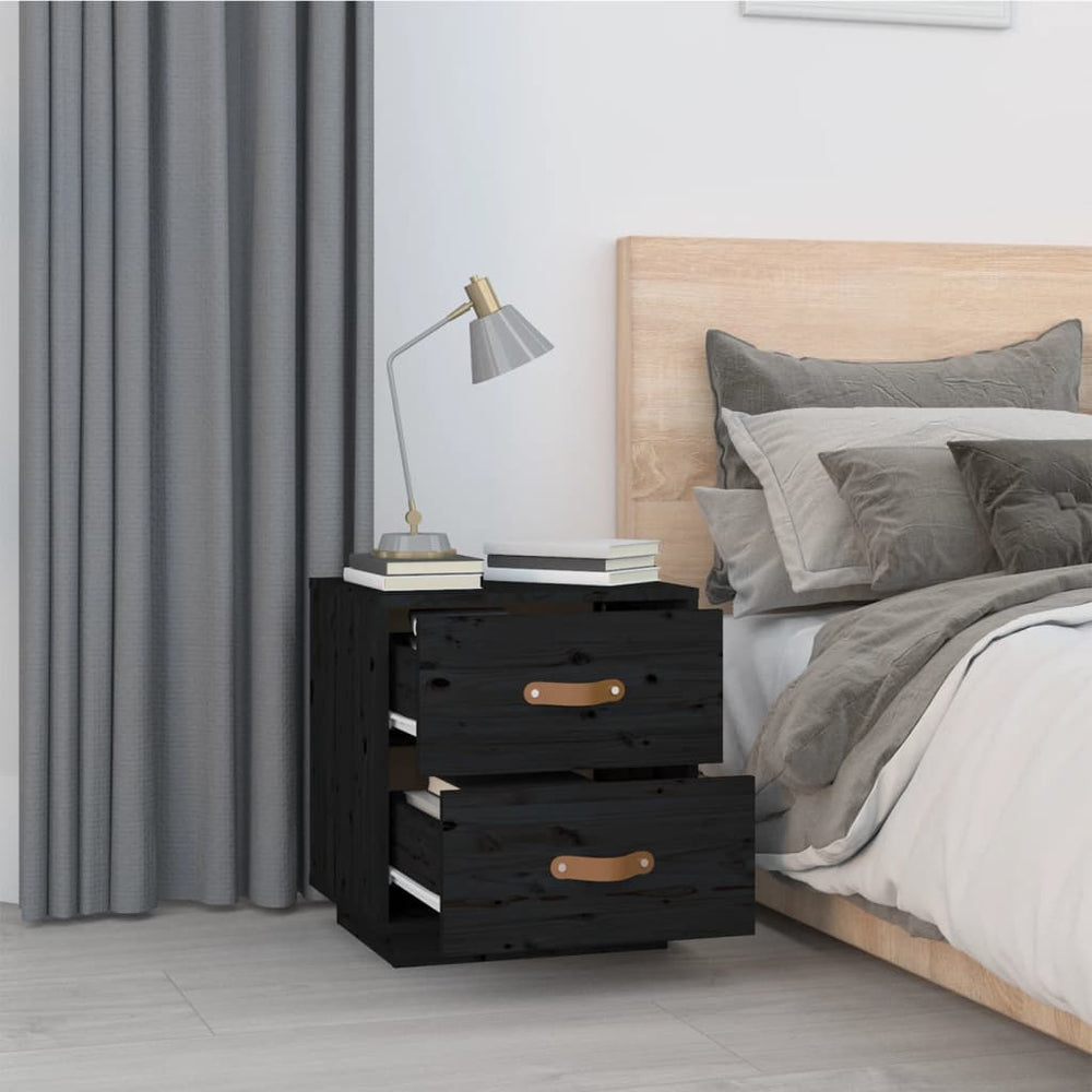 vidaXL  Nachtkastjes 2 st 40x34x45 cm massief grenenhout zwart MeubelReus