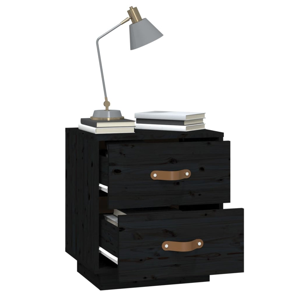 vidaXL  Nachtkastjes 2 st 40x34x45 cm massief grenenhout zwart MeubelReus